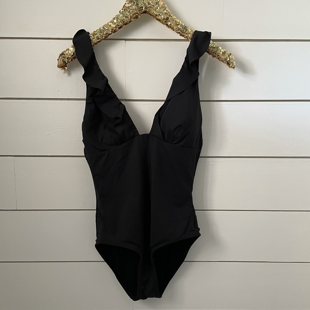 Black Ruffle Swimsuit